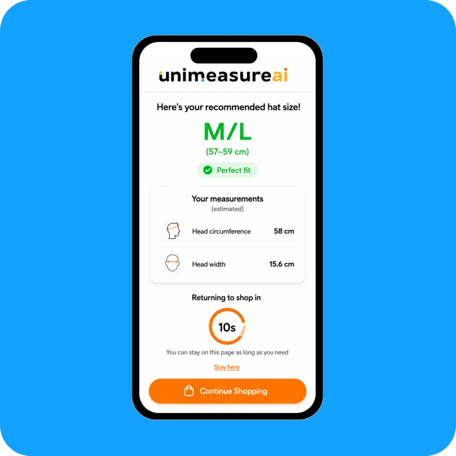 UniMeasureAI matches the measurements to your size chart